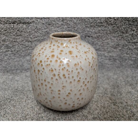Vintage MCM pottery Vase Textured Cream Tan Pottery Lava Glaze Ceramic Brutalist - Picture 4 of 10